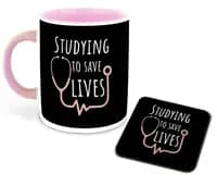 ceramic coffee mug with coaster