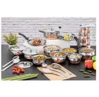 complete copper base cook & serve set