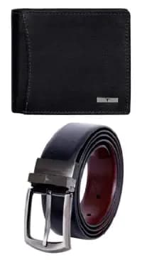 cork leather belt & wallet set