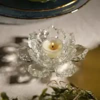 crystal lotus candle holder set