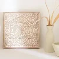 decorative wooden tray with floral embroidery