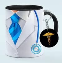 doctor theme coffee mug and keychain