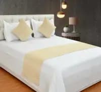embroidered bed runner & pillow covers set