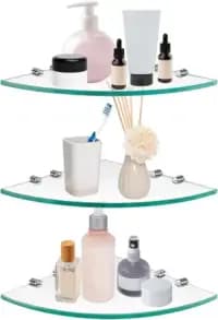 floating glass shelf set for bathroom or kitchen