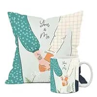 gift set of cushion and mug