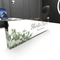 glass nameplate for office desk