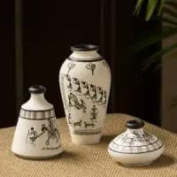 hand painted ceramic vase with floral motifs