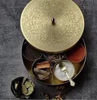 handcrafted brass spice box set