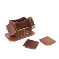 handmade wooden pen & business card holder set