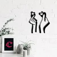 hands heart sign black wooden wall decor