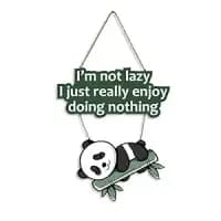 lazy panda printed wooden wall hanging