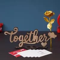 love greeting cards and golden rose showpieces