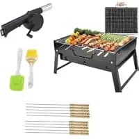 metal & wood grill set