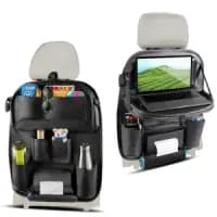 multi pocket leather car seat organizer