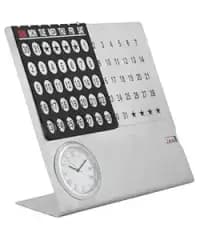 permanent desk calander with clock