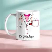 personalized doctor coat design coffee mug