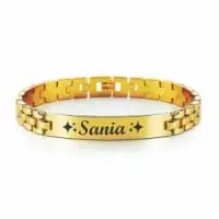 personalized name engraved gold plated bracelet