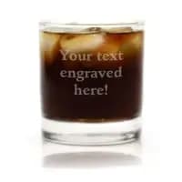 personalized whiskey glass with wooden coaster