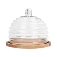 rustic cake plate with glass cloche