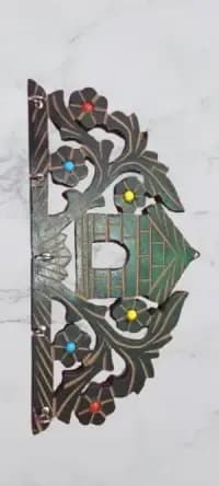 rustic wooden key holder with hooks