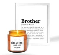 vanilla scented candle with photo frame poster