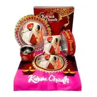 personalized photo karwachauth pooja thali set